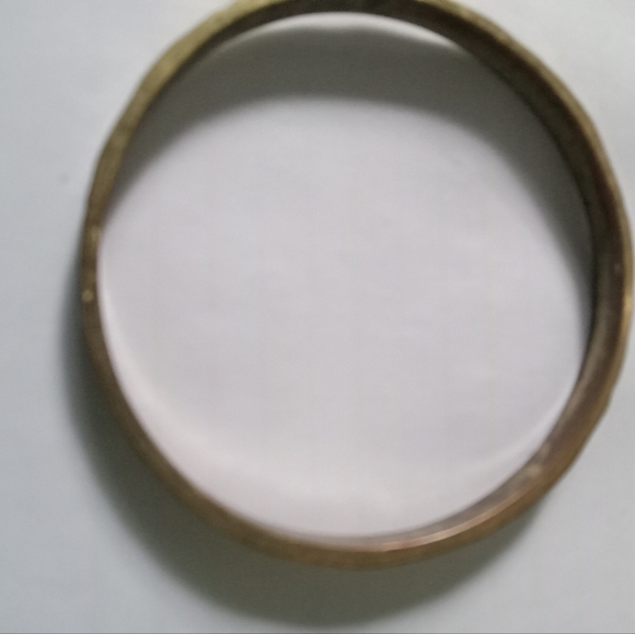 Boho brass bangle bracelet with etched design thicker solid bracelet - Picture 1 of 4